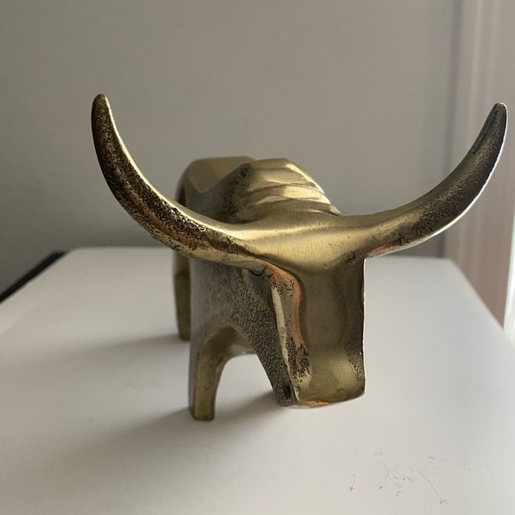 Metal brass gold tone Bull sculpture decor